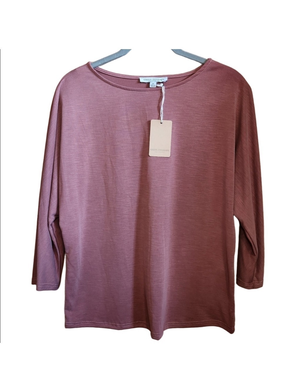 GREEN ENVELOPE DOLMAN SLEEVE OVERSIZED 3/4 SLEECE SHIRT NWT XS